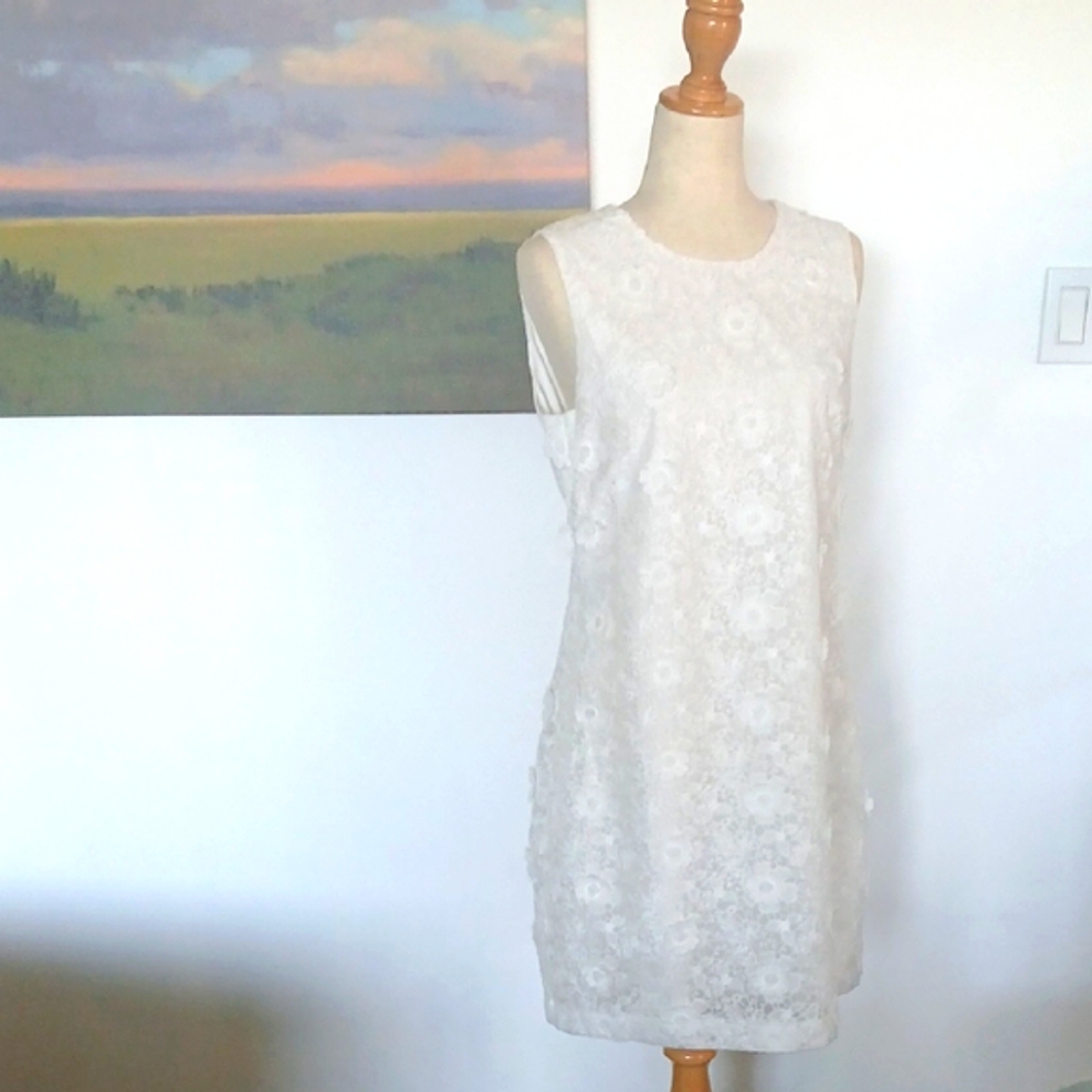 NWT Karl Lagerfeld Paris White Lace Sleeveless Mini Dress